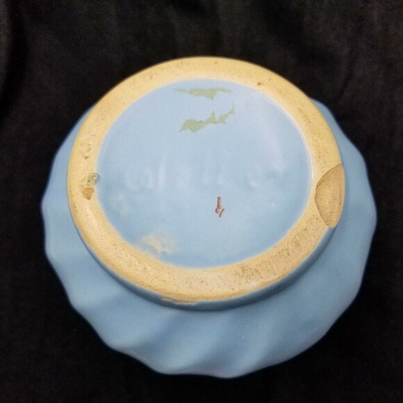 Vintage Blue Weller Pottery Double Handle Vase Magnolia American Pottery 6" - Picture 6 of 6